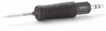 Preview: The image shows a soldering iron with an ergonomic, non-slip handle made of black plastic. The tip is made of metal and slightly angled. Next to it, a small plug is visible.