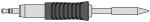 Preview: The image shows a screwdriver with a flat, pointed end. The handle is black and has grooves for better grip. The blade is silver-colored and slightly shiny.