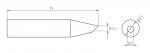 Preview: The image displays a technical drawing of an elongated object with a pointed front end. Various dimensions are provided: length 29 mm, tip diameter 1.6 mm, and additional diameters.
