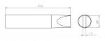 Preview: The image shows a technical drawing of a cylindrical object with a pointed edge. It includes measurements for length and diameter. On the right, a cross-section is depicted.