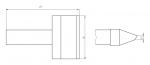 Preview: The image displays a technical drawing of an object with a cylindrical shape. The diameter is 29 mm, the total length is 16 mm, and it has a pointed end shape.