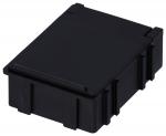 Preview: Das Bild zeigt eine schwarze, rechteckige Box mit abgerundeten Ecken. Sie hat einen leicht erhöhten Deckel und vier kleine Füße an der Unterseite.