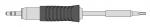 Preview: The image shows a screwdriver with a black, ridged handle and a narrow, flat blade. The blade is pointed and faces forward.