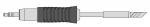 Preview: The image displays an audio jack plug. It features a cylindrical head with a black rubber layer and a narrow, wavy section, followed by a long, smooth metal part.