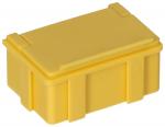 Preview: The image shows a small, rectangular container in bright yellow. It has a lid and side grooves for better grip. Ideal for storing small items.