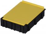 Preview: The image displays a rectangular container with a yellow top and a black bottom. It has a smooth, solid surface and a textured underside with vertical grooves.