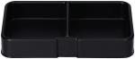 Preview: The image shows a flat, rectangular box made of black material with two compartments. The divider in the middle splits the box evenly into two halves.