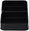 Preview: The image shows a black, rectangular lunchbox with two separate compartments. It has a smooth surface and a rounded shape. Ideal for dividing food.