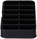 Preview: The image shows a black ice cube tray with 12 rectangular compartments. The tray has slightly rounded edges and a flat, stable base. It is made of plastic.