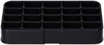 Preview: The image displays a rectangular, black container with 20 small compartments, evenly arranged. The compartments are square and compact.