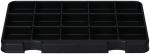 Preview: The image displays a flat, rectangular black tray with 16 equally sized compartments, designed for organizing small items. The edges are slightly raised.