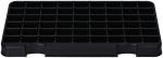 Preview: The image shows a black tray with 48 square compartments. It has a flat, rectangular shape and a smooth surface. The compartments are all the same size and unmarked.
