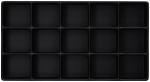 Preview: Das Bild zeigt ein schwarzes Tablett mit 16 gleich großen quadratischen Fächern, angeordnet in vier Reihen und vier Spalten. Es hat eine glatte Oberfläche und gerade Kanten.