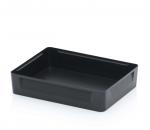 Preview: The image shows a flat, rectangular tray made of black plastic. It has slightly rounded corners and is slightly elevated at the sides. The inner surface is smooth and provides storage space.