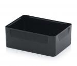 Preview: The image shows a black, rectangular plastic box. It has straight edges and slightly raised sides, about one to two centimeters high.