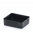 Preview: The image shows a rectangular, flat dish made of black plastic. It has straight edges and a smooth surface, ideal for storing or presenting food.