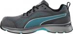Preview: Der Schuh ist ein sportlicher Sneaker in Grau mit blauen Akzenten. Er hat ein atmungsaktives Obermaterial und eine gepolsterte Sohle für Komfort. Die Schnürsenkel sind schwarz.