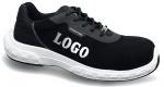Preview: The shoe is a black athletic shoe with a white sole edge. On the side, the word 