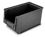 Preview: The image shows a rectangular, black plastic box without a lid. It has smooth walls and an open top, ideal for organizing or storing items.