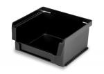Preview: The image displays a black, square plastic box without a lid. It features a flat, open top and slightly raised side walls. The edges are straight and the design is simple.