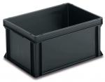 Preview: The image shows a rectangular, black plastic box without a lid. It has straight edges and a sturdy bottom, ideal for storing items.