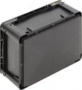 Preview: The image shows a black, rectangular plastic box with a smooth surface. It has slightly curved edges and is textured on the sides. The box appears sturdy and robust.