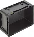 Preview: The image shows a black plastic box with a rectangular shape. It has an open front, a flat top, and is sturdily constructed, ideal for storing items.