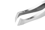 Preview: The image shows a curved pair of pliers made of shiny metal. The two ends are pointed and narrow, with a sharp edge suitable for gripping or holding objects.