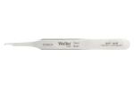 Preview: The image shows a fine, silver stainless steel tweezer. It has a slightly curved handle and a pointed working surface. The handle reads 