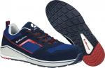 Preview: Das Bild zeigt einen blauen Sportschuh mit roten Akzenten. Der Schuh hat eine weiße Gummisohle und ist mit Schnürsenkeln versehen. Die Sohle hat ein strukturiertes Profil für besseren Halt.