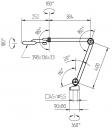 Preview: The image shows a technical drawing of an articulated arm with various joint positions and measurements given in degrees. The structure is slim and modular.