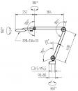 Preview: The image shows a technical drawing of a flexible arm with dimensions. It consists of multiple joints and has various rotation angles that are mobile.