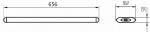 Preview: The image displays a technical drawing of a long, rectangular object with rounded ends. The dimensions are specified: 656 mm long, 187 mm wide, and 50 mm high.