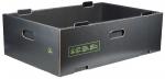 Preview: The image shows a rectangular, black cardboard box with an open top. It has side grip holes and a smooth surface, with a small, green inscription on one side.