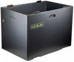 Preview: A black cardboard box with a rectangular shape. It has two handle openings on the short sides and is made of sturdy corrugated cardboard, ideal for storage or transportation of items.