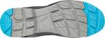 Preview: The image shows the sole of a shoe. The midsole is gray with diamond-shaped patterns, while the outer sole at the edge is light blue. It has a coarse tread for better grip.