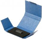 Preview: The image shows a small microchip lying on a black foam pad inside an open, rectangular-shaped blue package.