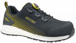 Preview: The shoe is black with yellow accents. It has a sporty, lightweight shape and secure lacing that is adjusted by a twist lock. The sole is stable and slip-resistant.