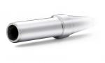 Preview: The image shows a silver, conical metal object. It has a wide, cylindrical beginning that tapers towards the tip. The surface is smooth and shiny.