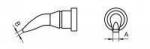 Preview: The image displays technical drawings. On the left is a side view of a narrow, curved part, and on the right is the top view of a round element with a central hole.