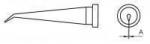 Preview: The image shows a schematic representation of a narrow, straight object with a slightly curved tip on the left side. On the right is a circular cross-section with a central line.