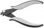 Preview: The image shows a black pair of pliers with gray, non-slip grips. It has a special shape with a slightly curved edge, suitable for precise gripping and cutting.