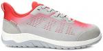 Preview: The shoe is a sporty sneaker with a gray surface and red accents. It has a lightweight, flexible sole and a breathable structure. The laces are gray.