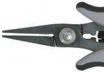 Preview: The image shows a pair of pliers with gray, rubberized handles. The tips are sharp and serrated, ideal for gripping and cutting objects. The pliers are sturdy and functional.