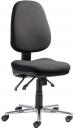 Preview: Der Bürostuhl hat eine ergonomische Form mit einem grauen, gepolsterten Sitz und Rückenlehne. Er steht auf einem fünfstrahligen Fuß mit Rollen für Mobilität und hat mehrere Einstellmöglichkeiten.