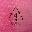 Preview: The image displays a pink foil with many small air bubbles. In the center, there is a black recycling symbol with the number 4 and the inscription 