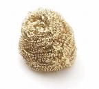 Preview: The image shows a gold-colored, spiral-shaped object made of thin wires. It has an irregular, foamy shape and looks somewhat like a curly ball.