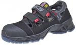 Preview: The shoe is a safety shoe made of black material. It features multiple practical Velcro fasteners, a reinforced toe cap, and a non-slip sole. Ideal for work.