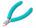 Preview: The image shows a pair of pliers with short, rounded metal blades. The handles are coated with a non-slip, turquoise coating.