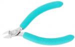 Preview: The image shows a pair of pliers with short, pointed blades. The handles are turquoise and non-slip. The blades are made of shiny metal and are slightly curved.